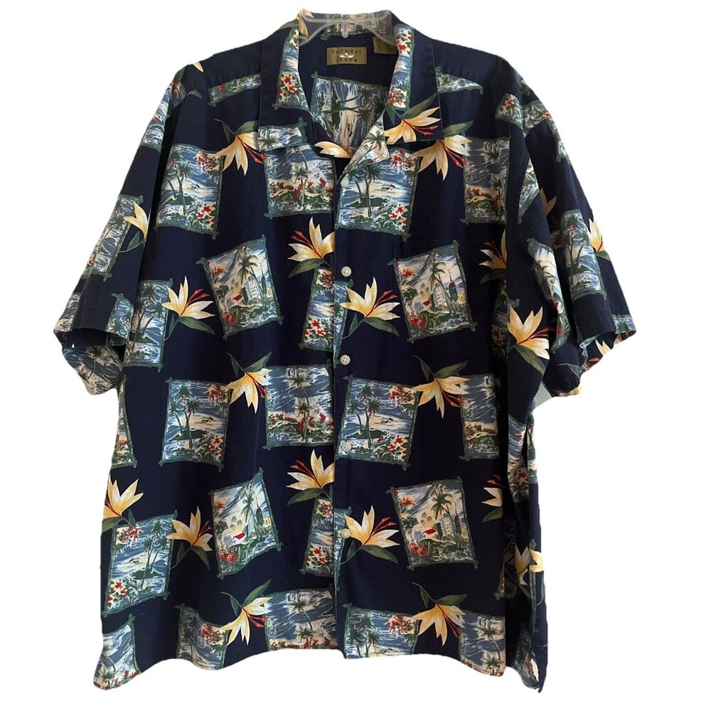 Natural Issue Hawaiian Shirt Mens 3XL Blue Short Sleeve Button Down Floral Beach